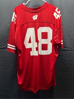 adidas Red Wisconsin Football Jersey #48 sz 2XL (8au)
